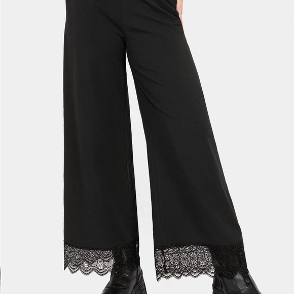 Disturbia Pants - Disturbia Araneo Lace Hem Wide Leg Trousers